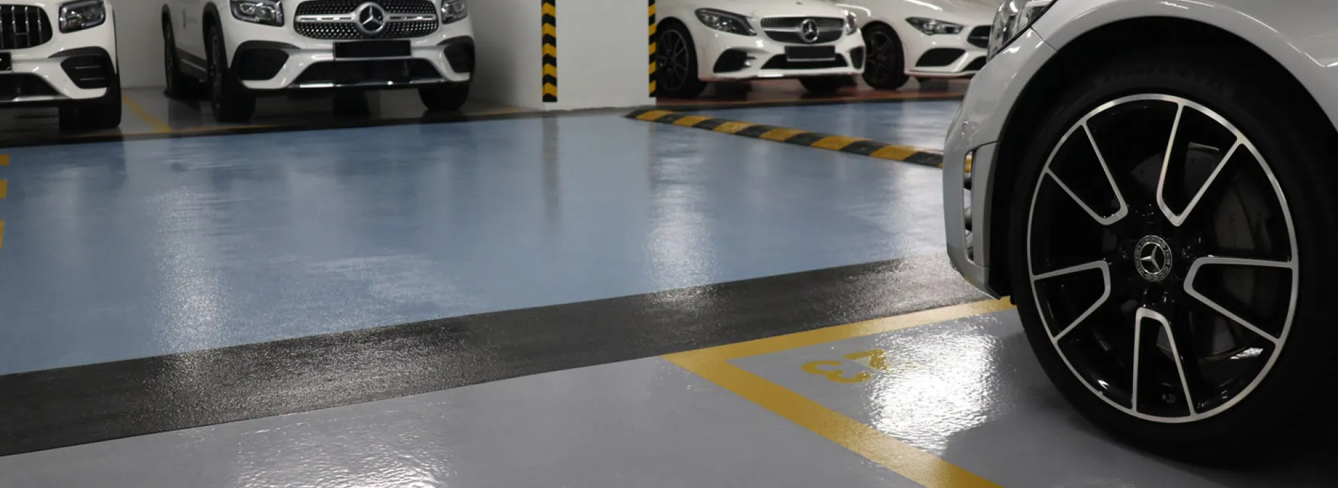 Industrial resin flooring systems for car parks